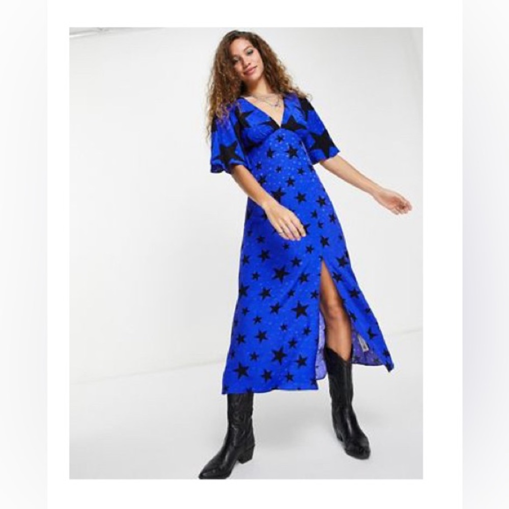 Topshop electric blue star midi dress